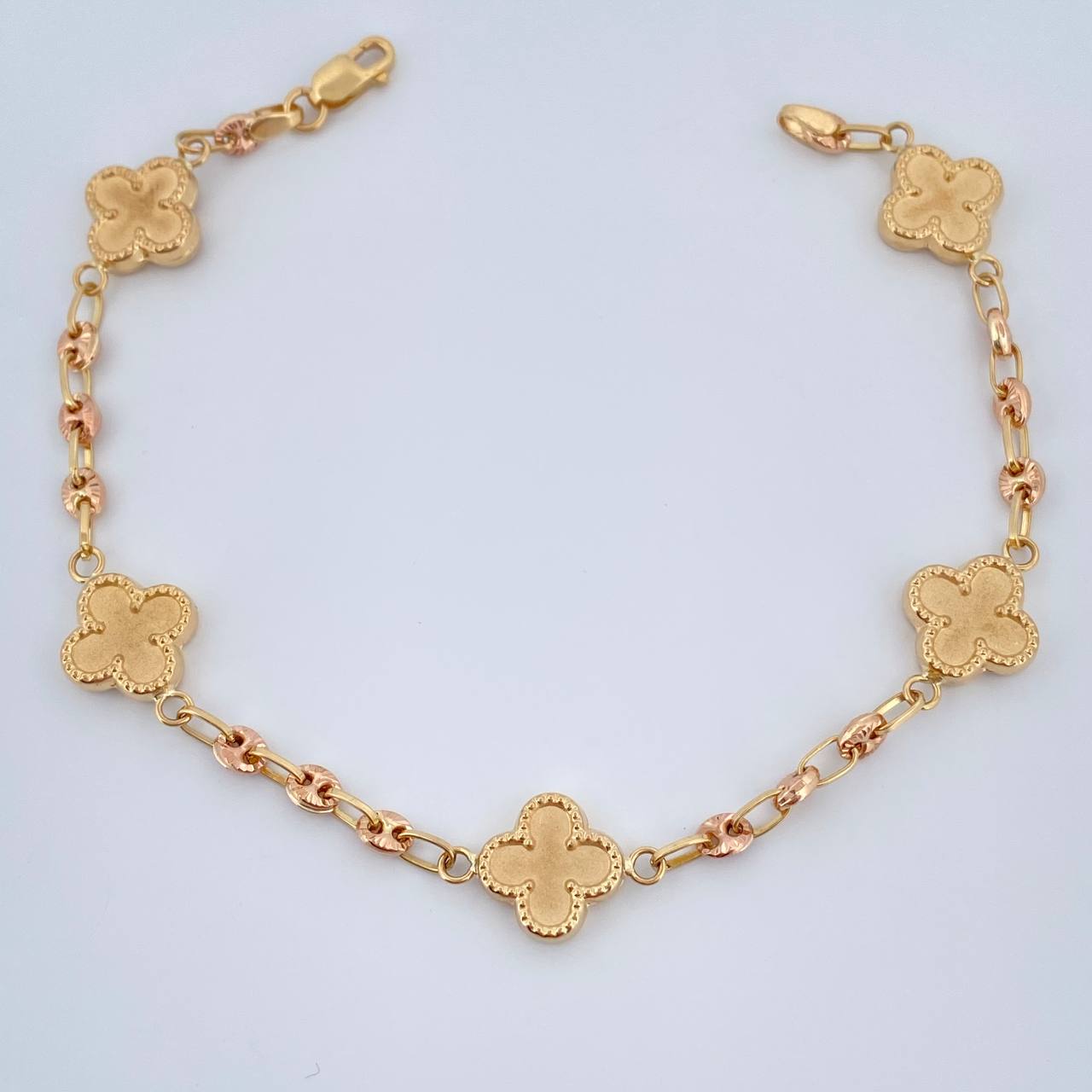Pulso Trebol GC 5gr / 19.2cm / Dos Oros Amarillo Rosa 18K $