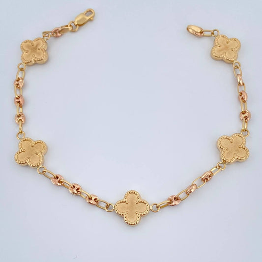 Pulso Trebol GC 5gr / 19.2cm / Dos Oros Amarillo Rosa 18K $