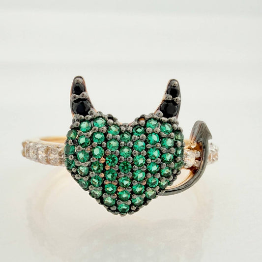 Anillo Corazon Devil 2.65gr / T7 3/4 / Tres Oros 18K %