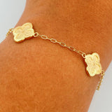 Pulso Aro Seguido Trebol 3.85gr / 19cm / Oro Amarillo 18K &
