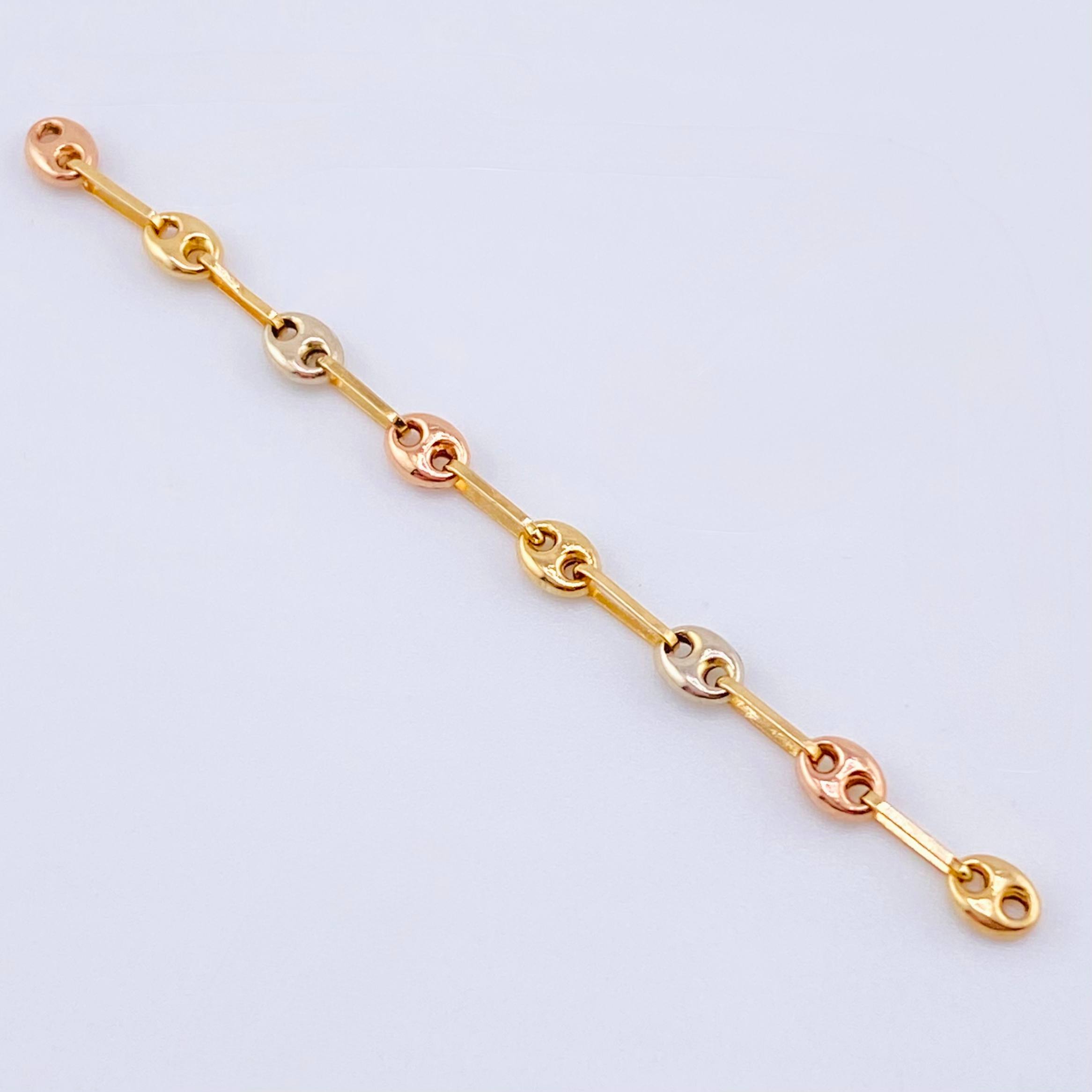 Herraje Retazo GC 8 Eslabones 0.5gr / 5.3cm / 3.35mm Tres Oros 18K ©
