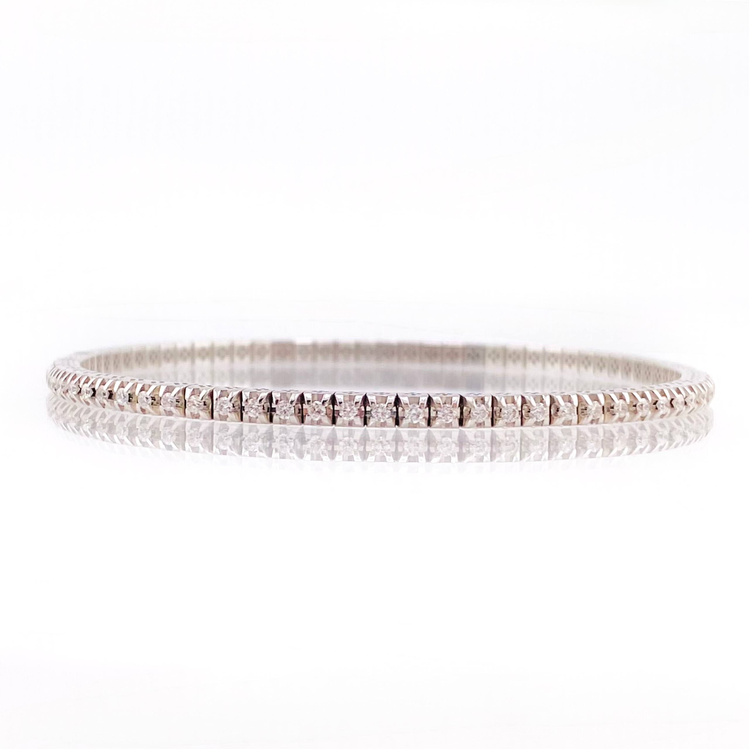 Pulso Tennis Diamantes 1 Qts 7.35gr / 18cm / 2.4mm Oro Blanco +4 18K *