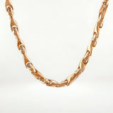 Cadena Rustica Espiga Articulada 59.25gr / 70cm / 4.6mm Dos Oros Blanco Rosa 18K