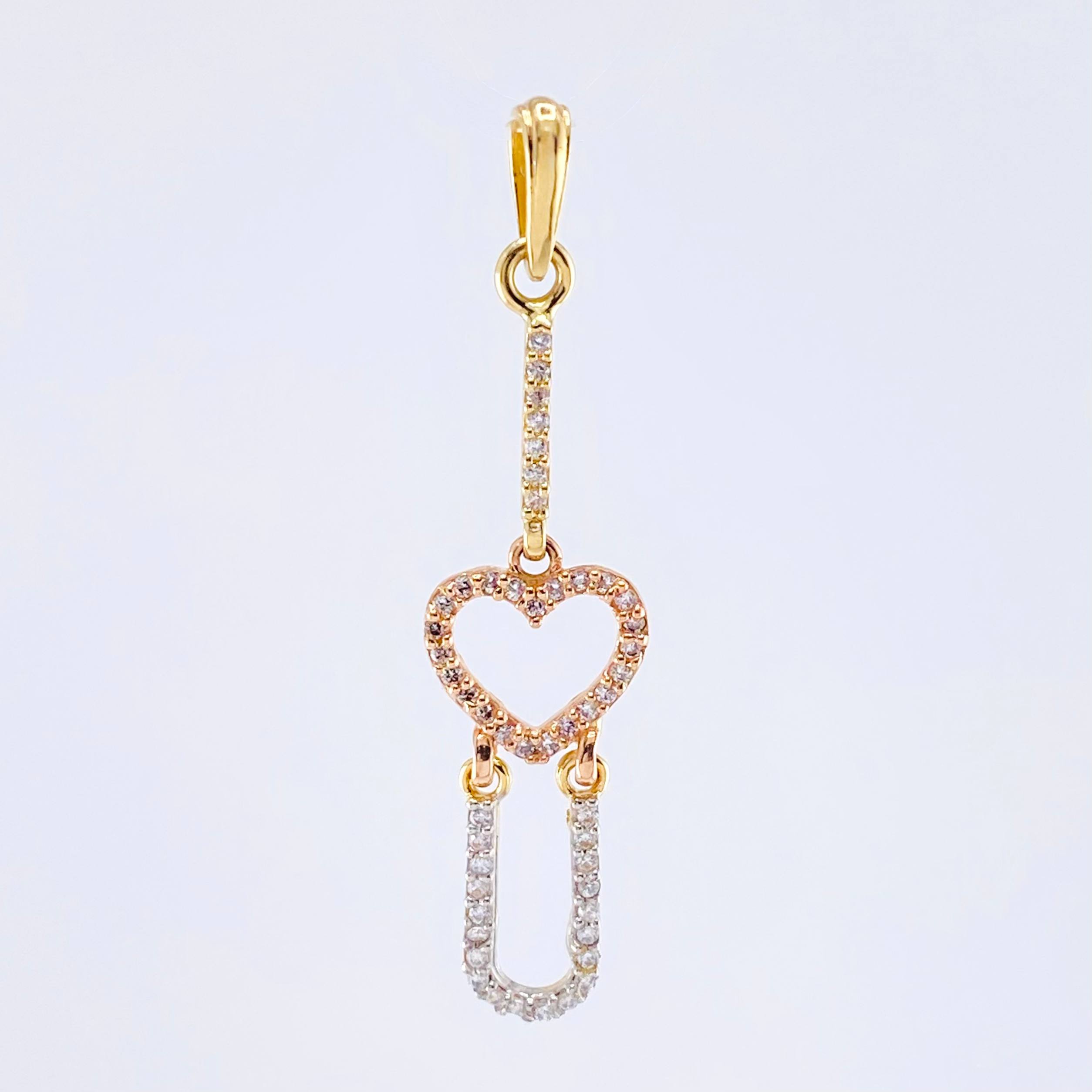 Dije Corazon Colgante Articulado 1.5gr / 4cm / Dos Oros Amarillo Rosa 18K