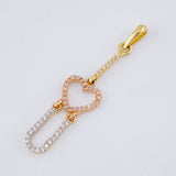 Dije Corazon Colgante Articulado 1.5gr / 4cm / Dos Oros Amarillo Rosa 18K