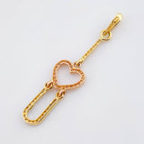 Dije Corazon Colgante Articulado 1.5gr / 4cm / Dos Oros Amarillo Rosa 18K