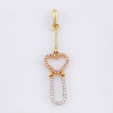 Dije Corazon Colgante Articulado 1.5gr / 4cm / Dos Oros Amarillo Rosa 18K