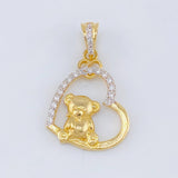 Dije Oso de Peluce 2.4gr / 2.5cm / Dos Oros Amarillo Blanco 18K ©
