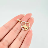 Dije Oso de Peluce 2.4gr / 2.5cm / Dos Oros Amarillo Blanco 18K ©