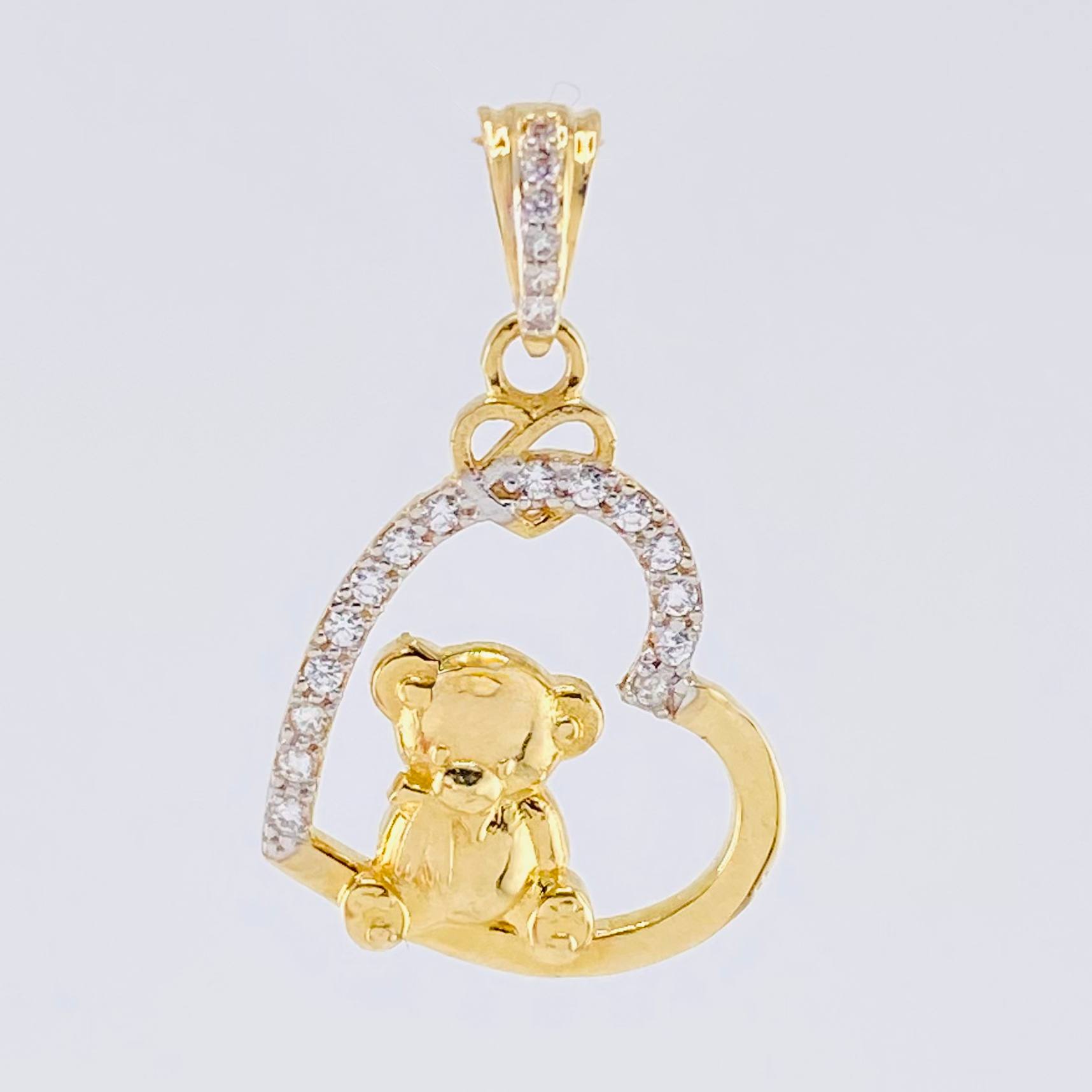 Dije Oso de Peluce 2.4gr / 2.5cm / Dos Oros Amarillo Blanco 18K ©