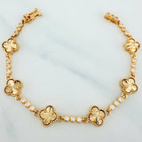 Pulso Trebol Diamantado Circulos  9.6 g / 17.1 cm / 2.57 mm Oro Amarillo 18K
