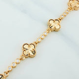 Pulso Trebol Diamantado Circulos  9.6 g / 17.1 cm / 2.57 mm Oro Amarillo 18K