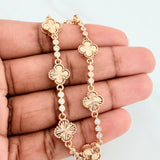 Pulso Trebol Diamantado Circulos  9.6 g / 17.1 cm / 2.57 mm Oro Amarillo 18K