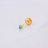 Topo Cuatro Garras Esmeralda 17pts 0.3g / 2.2mm Oro Amarillo 18K