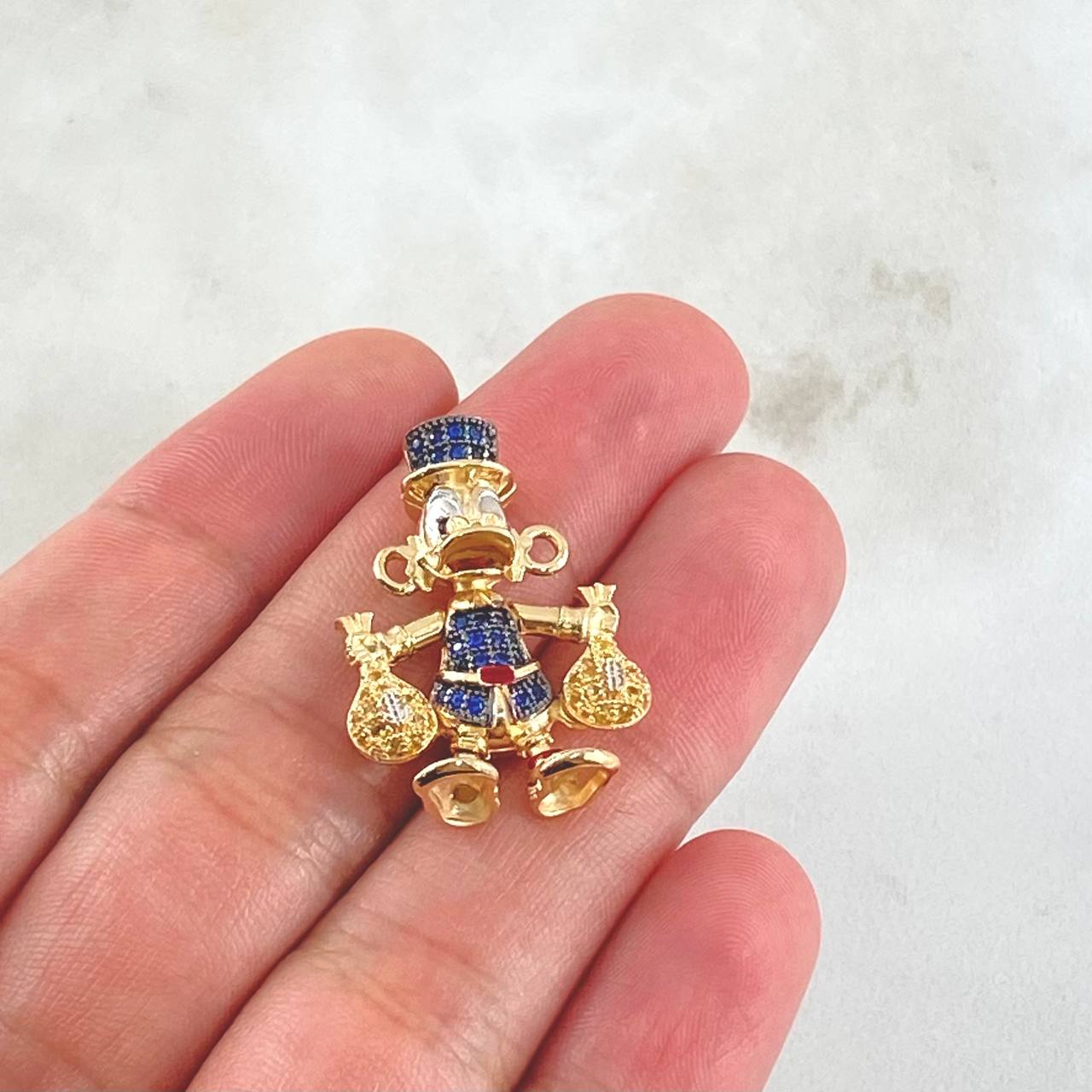 Herraje Pato Bolsas Dinero 5.6gr / 3.5cm / Dos Oros Amarillo Blanco 18K