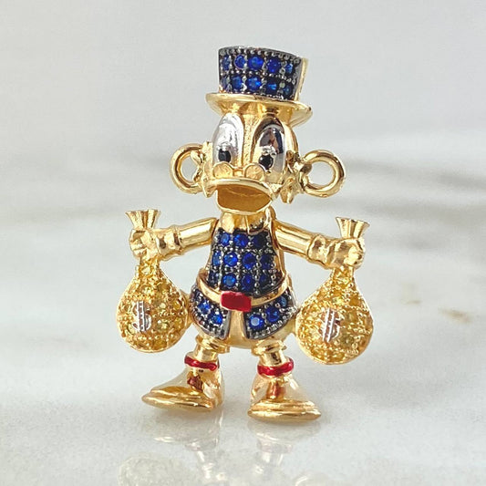 Herraje Pato Bolsas Dinero 5.6gr / 3.5cm / Dos Oros Amarillo Blanco 18K