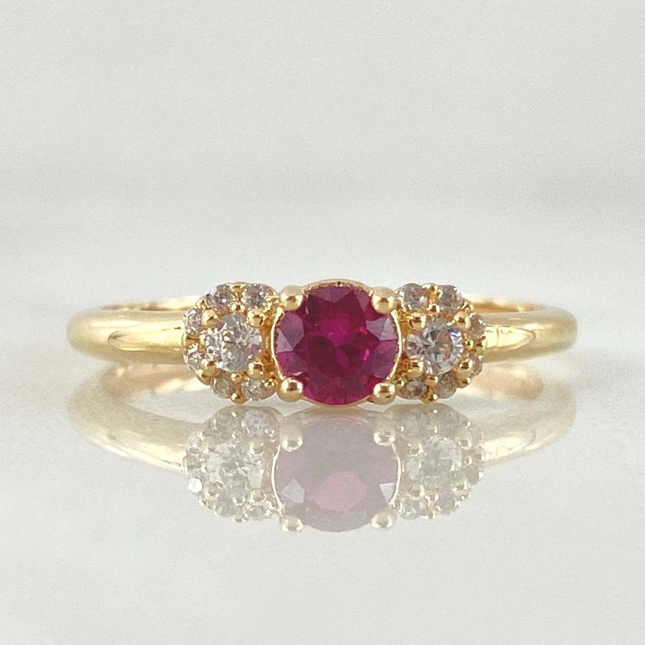 Anillo Solitario Copos Laterales 1.7gr / T5 1/4 / Oro 18K ©
