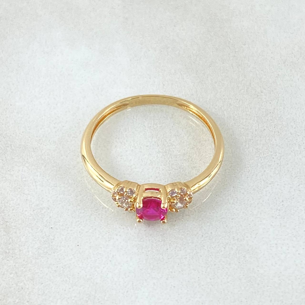 Anillo Solitario Copos Laterales 1.7gr / T5 1/4 / Oro 18K ©