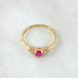Anillo Solitario Copos Laterales 1.75gr / T6 1/4 / Oro 18K ©