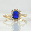 Anillo Solitario Halo Rectangular 2.7gr / T9 / Oro 18K