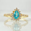 Anillo Solitario Halo Gota 2.45gr / T7 / Oro 18K ©