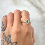 Anillo Solitario Halo Gota 2.45gr / T7 / Oro 18K ©