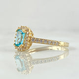 Anillo Solitario Halo Gota Rectangular 2.6gr / T6 / Oro Amarillo 18K ©