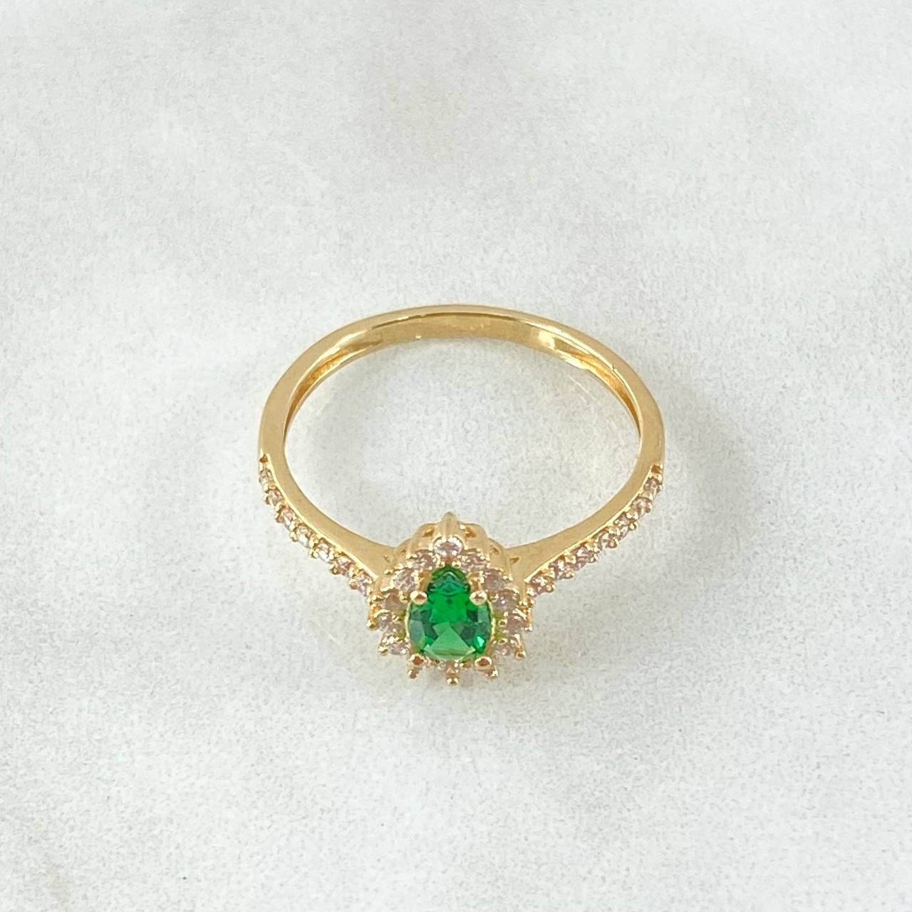 Anillo Solitario Halo Gota 2.3gr / T6 1/4 / Oro 18K