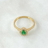 Anillo Solitario Halo Gota 2.3gr / T6 1/4 / Oro 18K