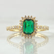 Anillo Solitario Halo Rectangulo 2.4gr / T4 3/4 / Oro 18K *