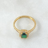 Anillo Solitario Halo Rectangulo 2.4gr / T4 3/4 / Oro 18K *