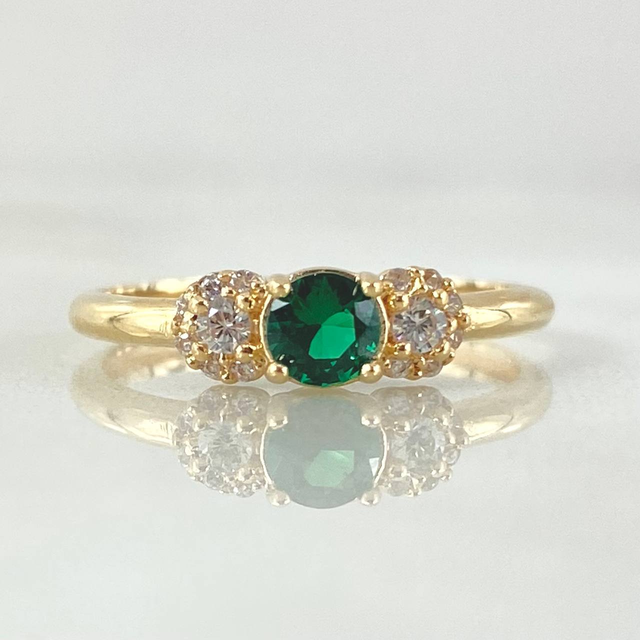 Anillo Solitario Copos Laterales 1.6gr / T5 3/4 / Oro 18K ©