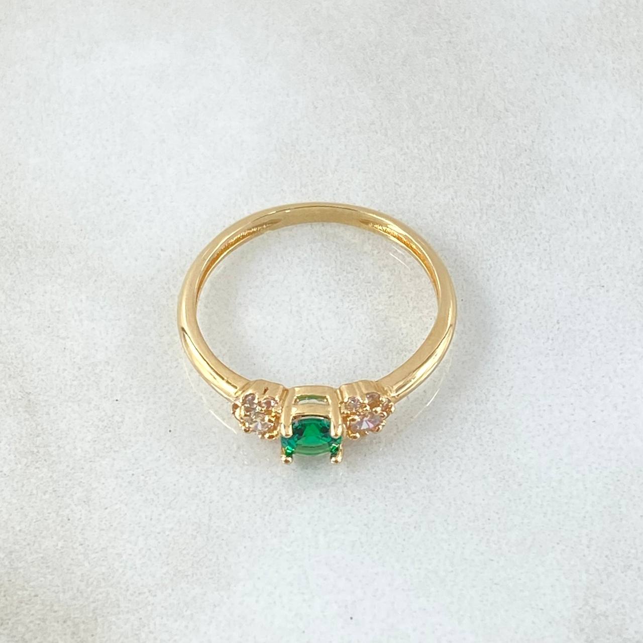 Anillo Solitario Copos Laterales 1.6gr / T5 3/4 / Oro 18K ©