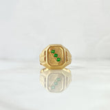 Anillo Sello Trinity 4.2gr / T8 3/4 / Circones Verdes Oro Amarillo 18K