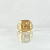 Anillo Sello Rectangulo Corona RX 3.45gr / T8 1/2 / Texturizado Oro Amarillo 18K *
