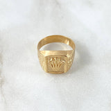 Anillo Sello Corona Rectángulo RX 3.55gr / T11 1/2 / Oro Amarillo 18K *