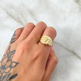 Anillo Sello Corona Rectángulo RX 3.55gr / T11 1/2 / Oro Amarillo 18K *