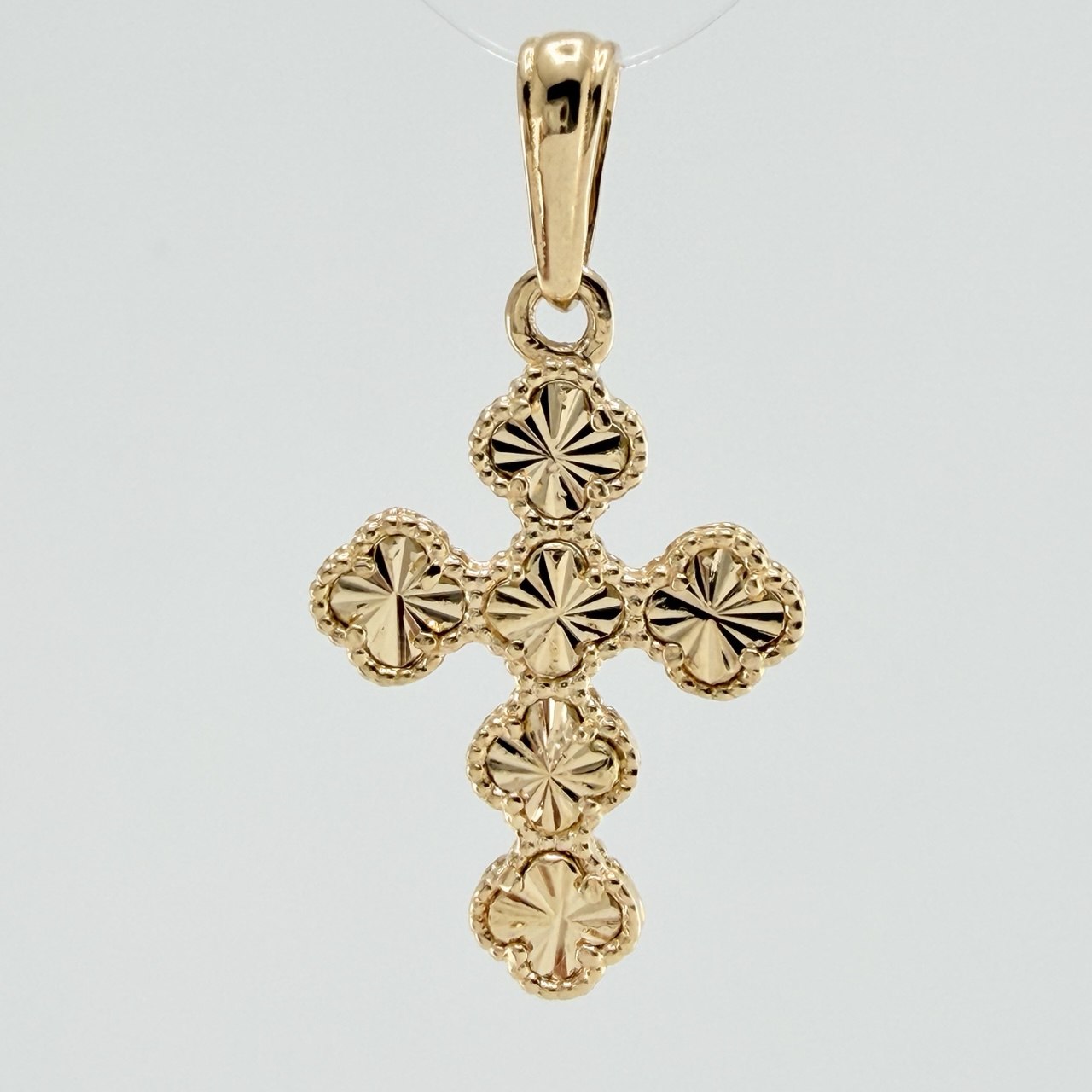 Dije Cruz Trebol 2.4gr / 3cm / Oro Amarillo Nac. Esp 18K &