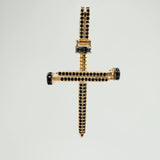 Dije Cruz Clavo 4.1gr / 4.7cm / Dos Oros Negro Amarillo 18K &
