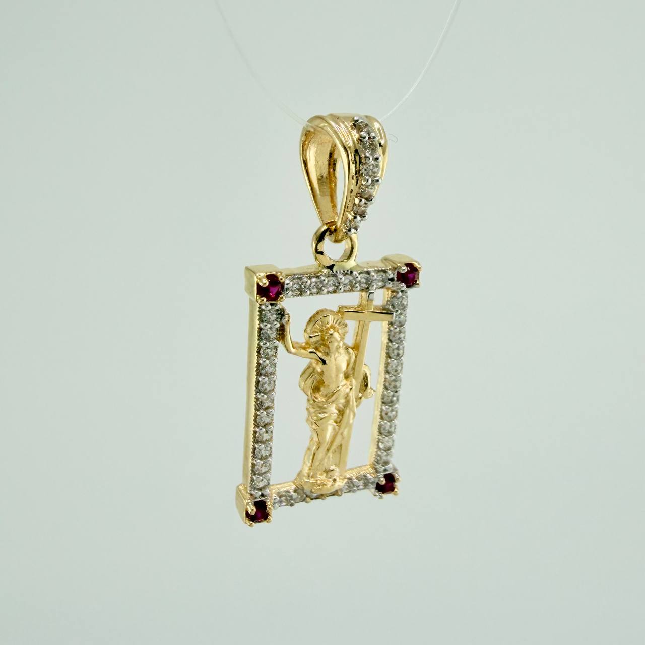 Dije Jesus Cruz 2.45gr / 2.5cm / Dos Oros Amarillo Blanco 18K &