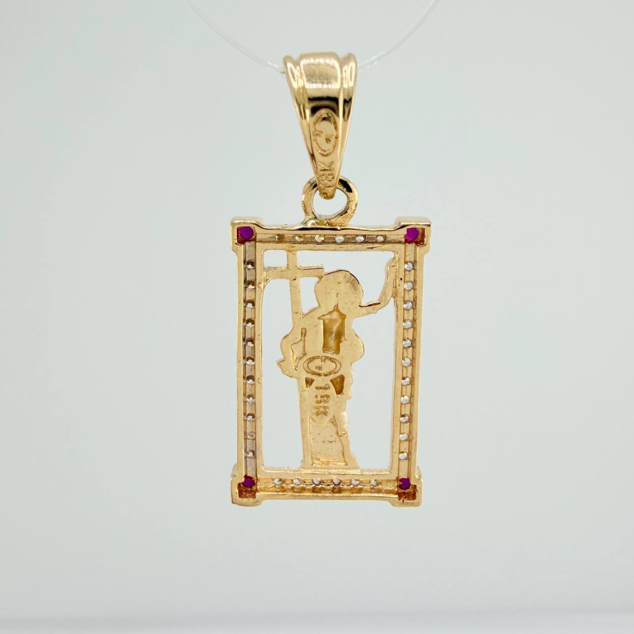 Dije Jesus Cruz 2.45gr / 2.5cm / Dos Oros Amarillo Blanco 18K &