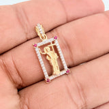 Dije Jesus Cruz 2.45gr / 2.5cm / Dos Oros Amarillo Blanco 18K &