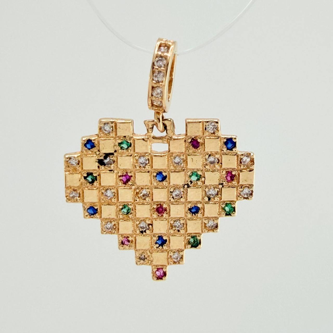 Dije Cuadricula Corazon 2.05gr / 2.2cm / Oro Amarillo 18K