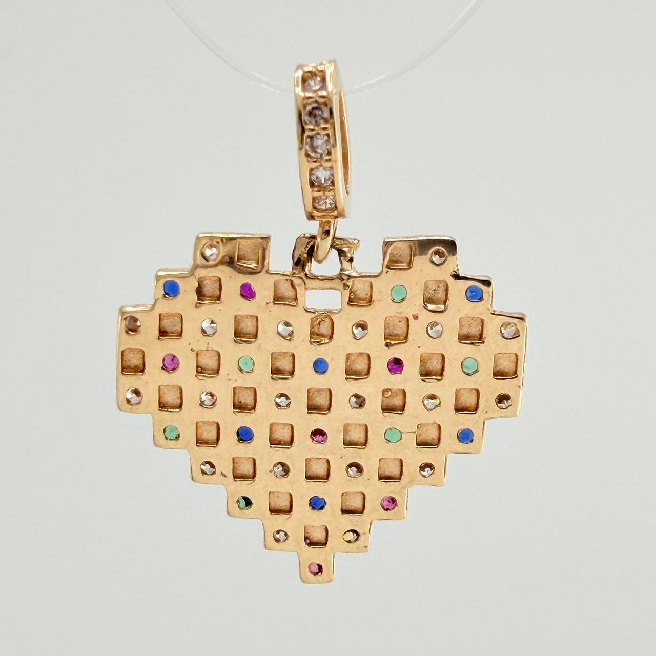 Dije Cuadricula Corazon 2.05gr / 2.2cm / Oro Amarillo 18K