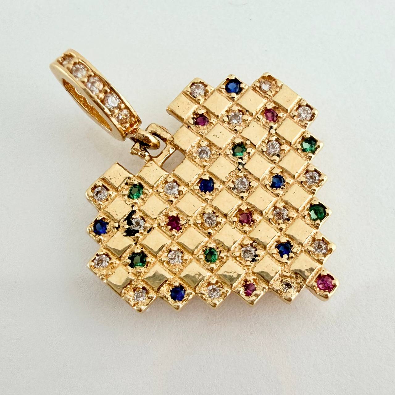 Dije Cuadricula Corazon 2.05gr / 2.2cm / Oro Amarillo 18K