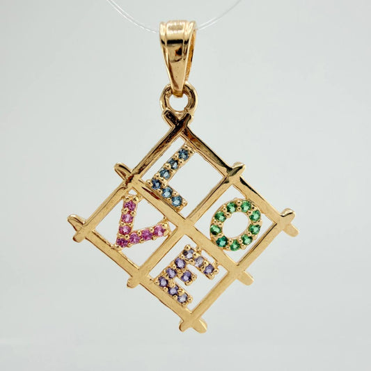 Dije Cuadro Love 1.8gr / 2.8cm / Oro Amarillo 18K