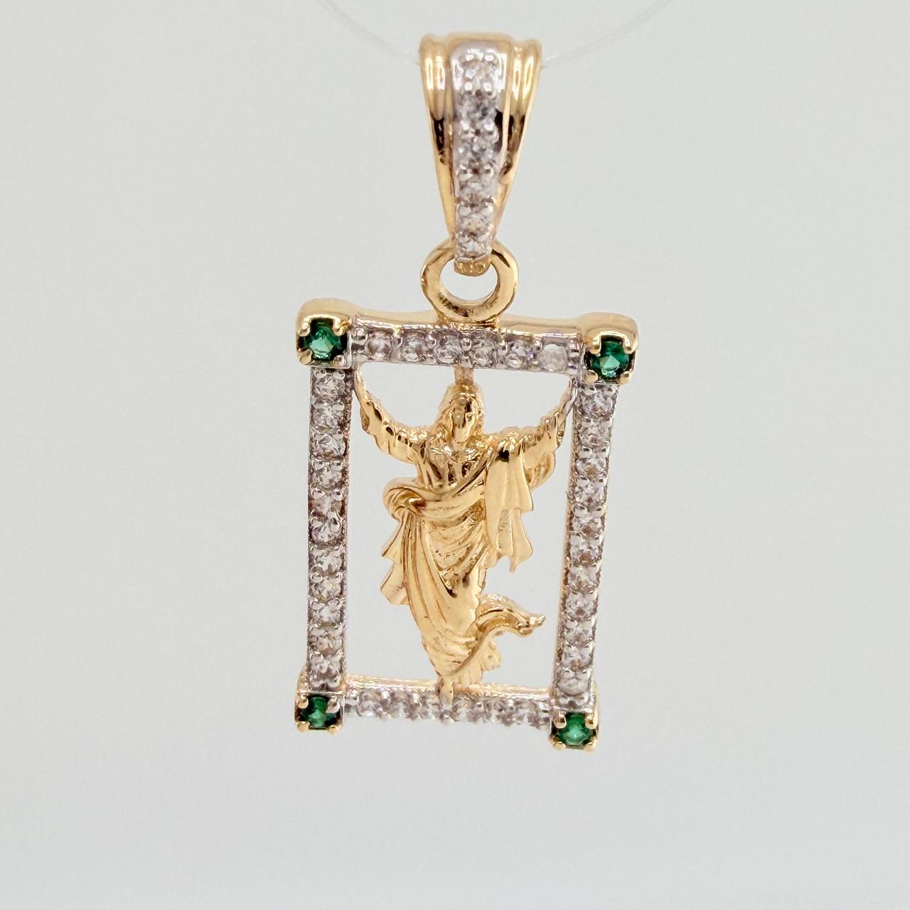 Dije Jesus Resucitado 2.25gr / 2.6cm / Dos Oros Amarillo Blanco 18K
