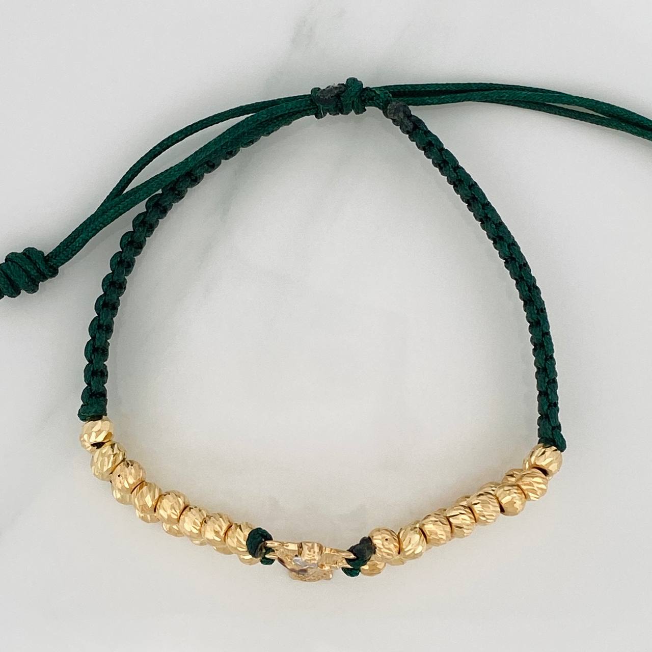 Pulsera Tejida Verde San Judas Tadeo 4.45gr / Tres Oros 18K %