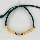 Pulsera Tejida Verde San Judas Tadeo 4.45gr / Tres Oros 18K %