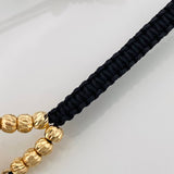 Pulsera Tejida Negra San Judas Tadeo 3.1gr / Tres Oros 18K %